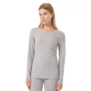 Women's Merino 250g Long Sleeve Crewe Thermal Top White Heather