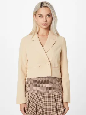 Women's Plain Cropped Blazer,Light Beige