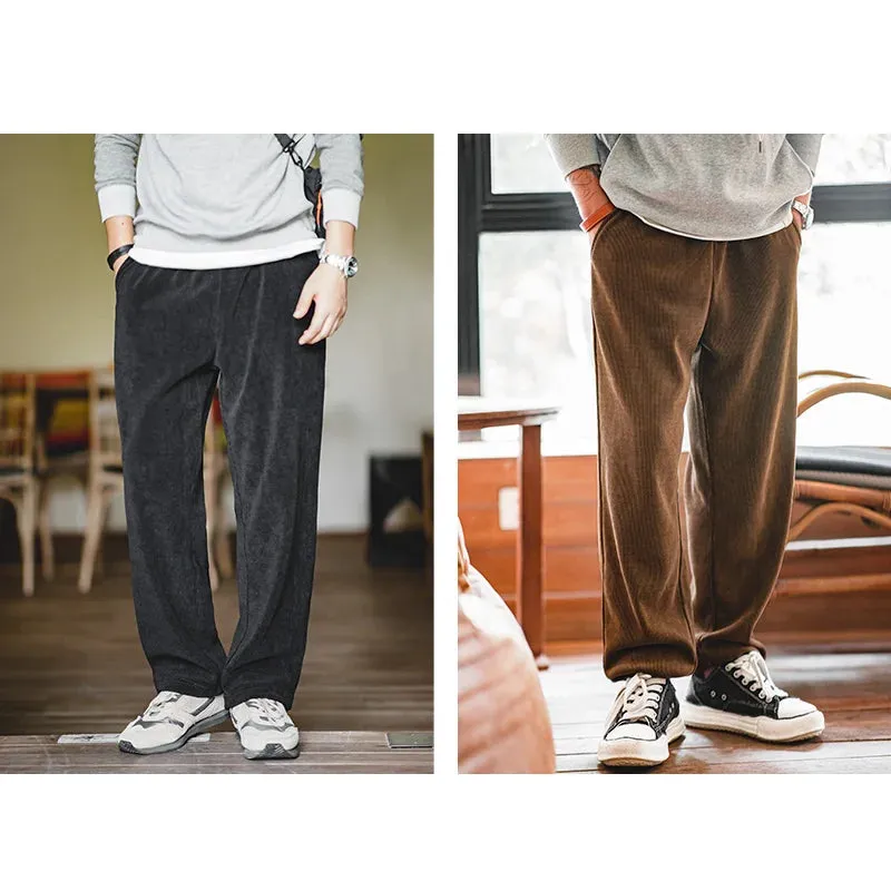 Work Clothes with Straight Legs Imitation Corduroy Long Pants for Men